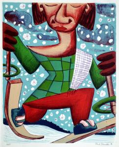 Skifahrer 1996 Lithographie 47x38cm